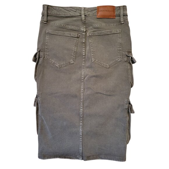 Lucky Brand Olive Green Cargo Pencil Skirt 00/24 Utility Pockets New Front Slit - Picture 5 of 8